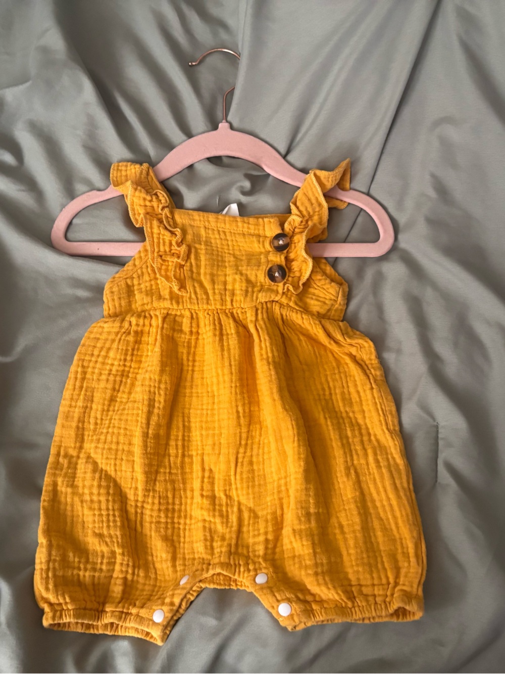 SHEIN Golden Mustard Ruched Button Top